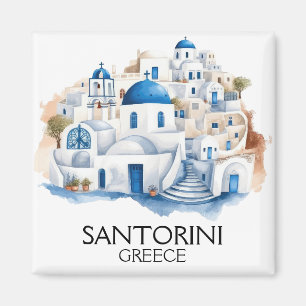 Aimant Santorin Grèce Bleu Toit Bâtiments Architecture
