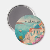 Aimant Santorin Grèce Ile Aquarelle Voyage Souvenir (Recto/Verso)