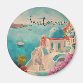 Aimant Santorin Grèce Ile Aquarelle Voyage Souvenir (Devant)