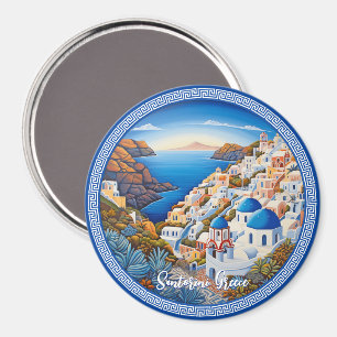 Aimant Santorin Peinture sur l'île grecque   Art du voyag