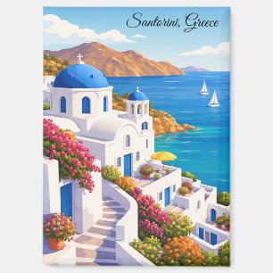 Aimant Santorin vintage Grèce Voyage Île colorée