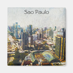 Aimant Sao Paulo Brésil Cityscape Peinture