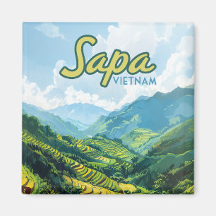 Aimant Sapa Vietnam Asie Rice Terrasses Vintage voyage