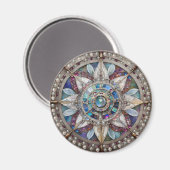 Aimant Saphirs roses et bleus Diamants Perles Mandala (Recto/Verso)