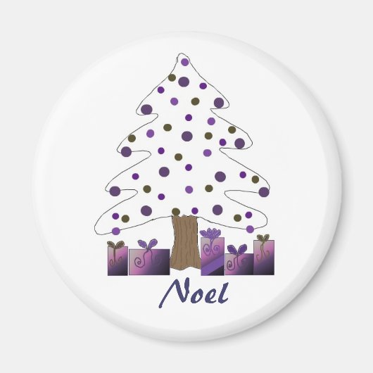 Aimant Sapin de Noël blanc et violet (Devant)