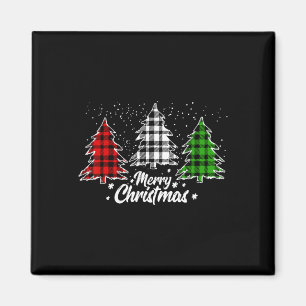 Aimant Sapin de Noël Buffalo Plaid Rouge Blanc Vert Xmas