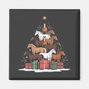 Aimant Sapin de Noël en forme de cheval, Noël équin