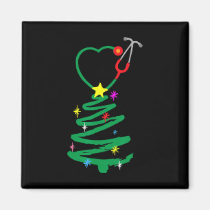 Aimant Sapin de Noël Stéthoscope Infirmières Noël Blouse
