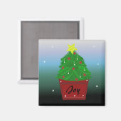 Aimant Sapin de Noël toujours vert en pot (Recto/Verso)
