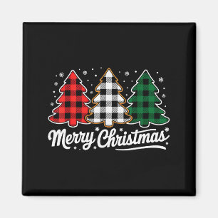 Aimant Sapin de Noël Xmas plaid de Buffalo rouge blanc