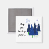 Aimant Sapins de Noël Bleus Fantaisistes (Recto/Verso)
