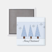 Aimant Sapins de Noël Bleus Fantaisistes (Recto/Verso)