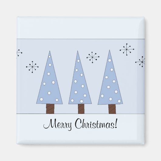 Aimant Sapins de Noël Bleus Fantaisistes (Devant)