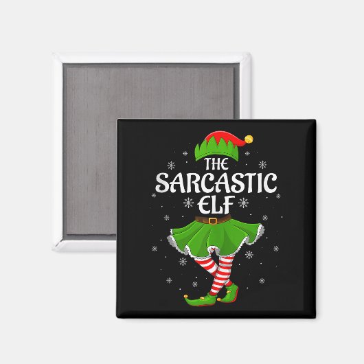 Aimant Sarcastic Elf Christmas Family Girls Women Elf Squ (Recto/Verso)