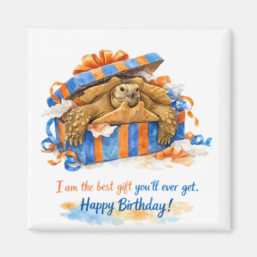 Aimant Sarcastic Happy Birthday Sulcata tortoise gift (Devant)