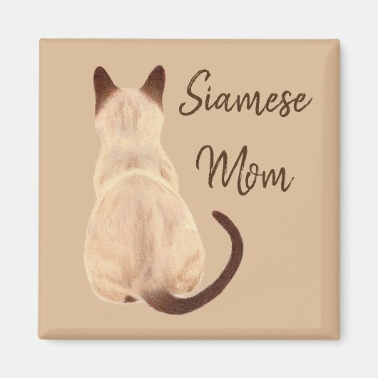 Aimant Sasha Siamese Chat Maman Kitty Regarder vers le pa (Devant)