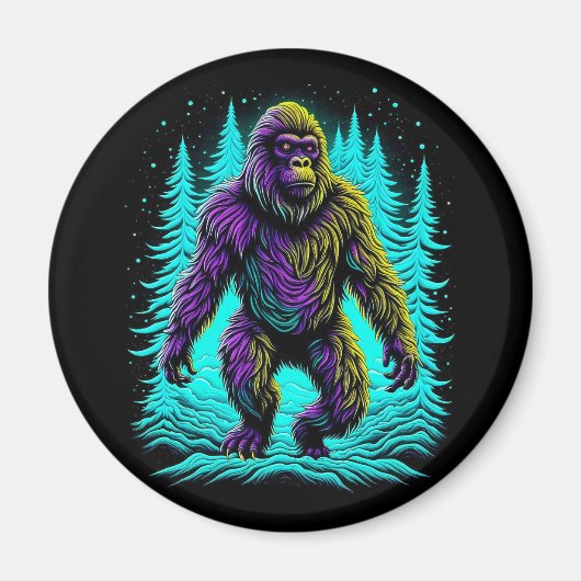 Aimant Sasquatch Bigfoot en Turquoise et noir (Devant)