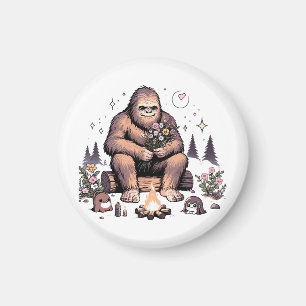 Aimant Sasquatch Holding Flowers