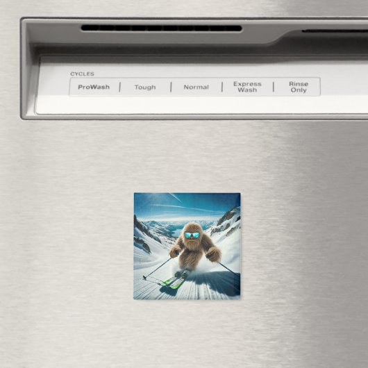 Aimant Sasquatch le skieur (In Situ (Lave-vaisselle))