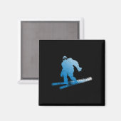 Aimant Sasquatch Ski Cryptide Cryptozoologie Ski de Fond (Recto/Verso)