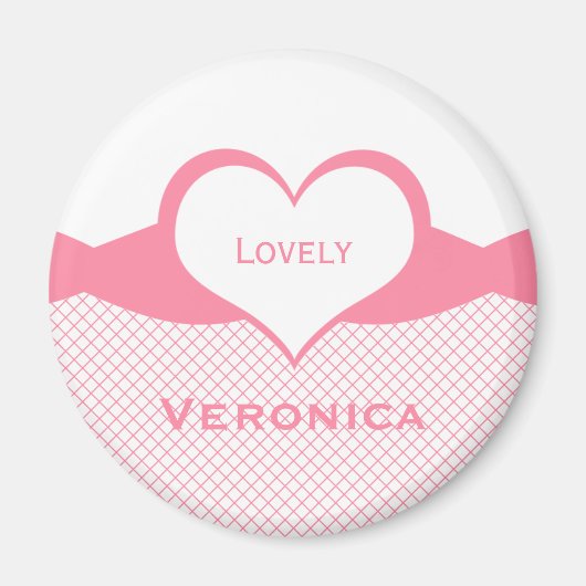 Aimant Sassy Heart Fishnet Magnet, rose (Devant)