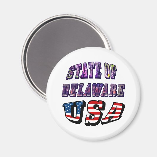 Aimant Sate of Delaware Picture et USA Flag Text (Recto/Verso)