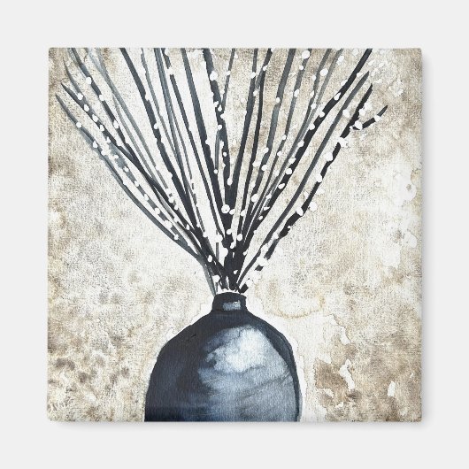 Aimant Saule dans l'aquarelle du vase (Devant)