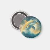 Aimant Sauts de dauphin bleu dans les vagues (Recto/Verso)