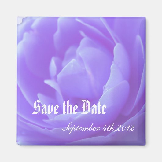Aimant Sauvegarder la date, fleur de rose violette (Devant)