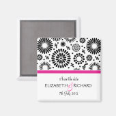 Aimant Sauvegarder la date Folk Fleur Noir Blanc Mariage (Recto/Verso)