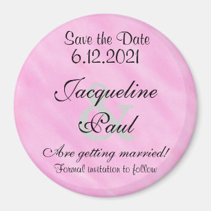Aimant Sauvegarder la Date Rose Pâle Blanc Aquarelle