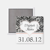 Aimant sauver la date amour colombes inséparables damask  (Recto/Verso)