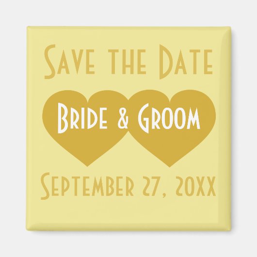 Aimant Sauver la Date Cœurs d'Or (Devant)