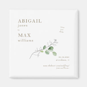 Aimant Sauver la date de mariage botanique blanc Texte Or