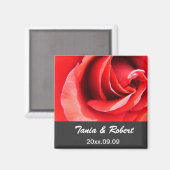 Aimant sauver la date, fleur de rose rouge (Recto/Verso)