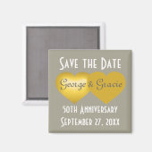 Aimant Sauvez la date 50e anniversaire coeur d'or (Recto/Verso)