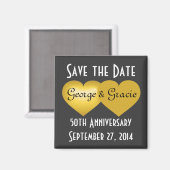 Aimant Sauvez la date 50e anniversaire coeur d'or (Recto/Verso)