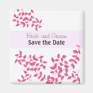 Aimant Sauvez la date avec des vignes rose chaud