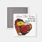 Aimant Sauvez La Date Floral Heart Formé Bouquet (Recto/Verso)
