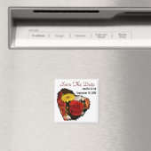 Aimant Sauvez La Date Floral Heart Formé Bouquet (In Situ (Lave-vaisselle))