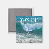 Aimant Sauvez La Date, Mer Océan Vagues Eau Bleu Soleil (Recto/Verso)