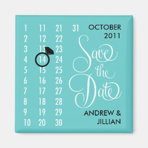 Aimant Sauvez la grille de calendrier de diamant de date