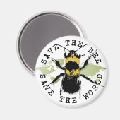 Aimant Sauvez L'Abeille...Sauvez Le Monde ! Réfrigérateur (Recto/Verso)