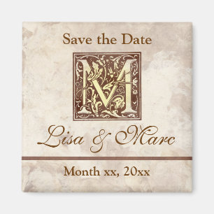 Aimant Sauvez le monogramme M de date