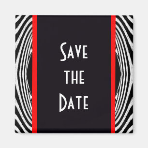 Aimant Sauvez le rétro zigzag chic de zèbre de mariage 