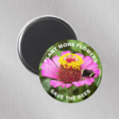 Aimant Sauvez les abeilles rose Zinnia Floral