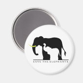 Aimant Sauvez les éléphants (blanc) (Recto/Verso)