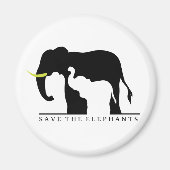 Aimant Sauvez les éléphants (blanc) (Devant)