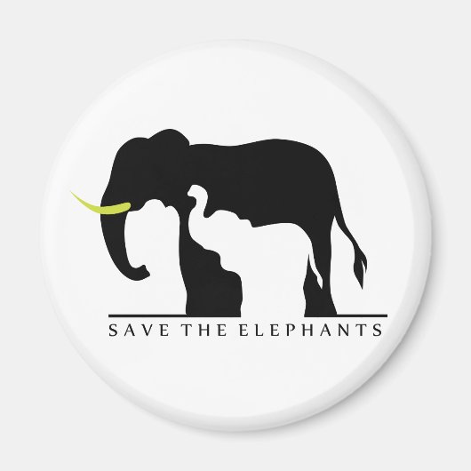 Aimant Sauvez les éléphants (blanc) (Devant)