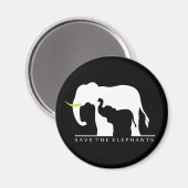 Aimant Sauvez les éléphants (noirs) (Recto/Verso)